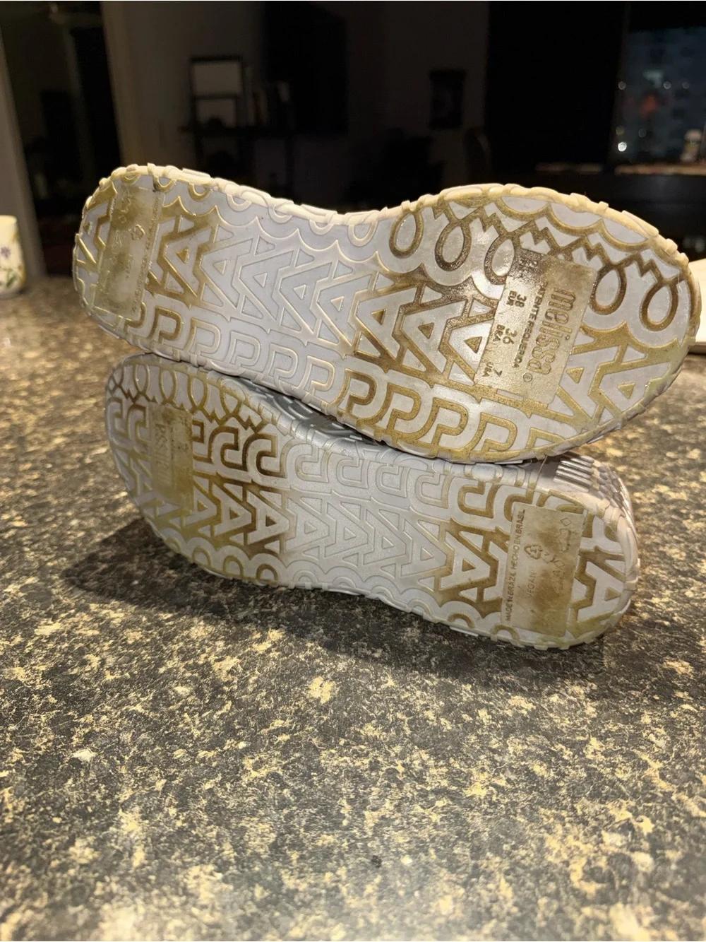 Marc Jacobs Silver Glitter Platform Slide Sandals